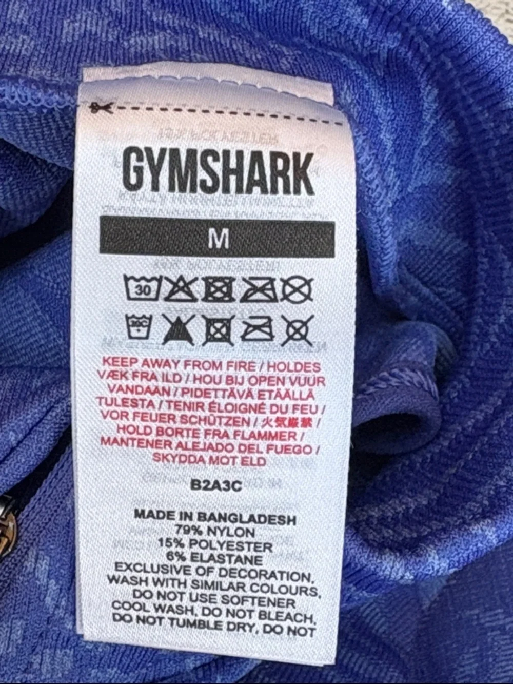 Gymshark Patterned Half‑Zip Crop Top Royal Blue Size M - Picture 6 of 10
